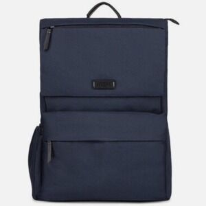 REBORN Sustainable Navy Blue Backpack Recycled Travel Laptop Bag Organizer